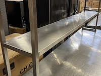 Rvs werktafel 220x70x89 cm met etagère 2-laags - afbeelding 3 van  5
