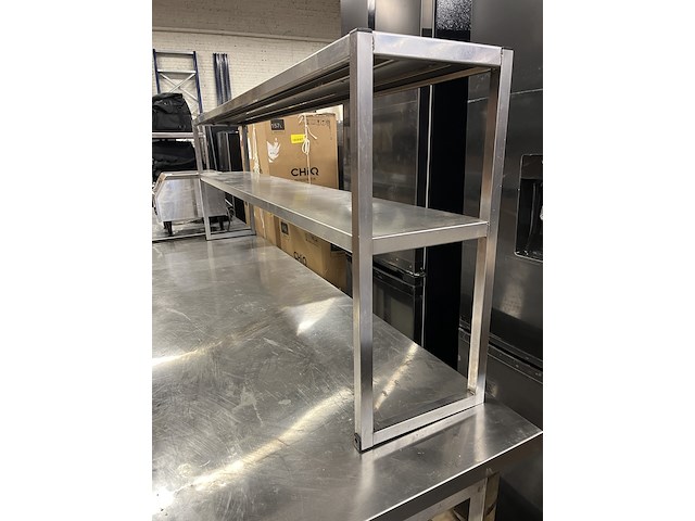 Rvs werktafel 220x70x89 cm met etagère 2-laags - afbeelding 4 van  5