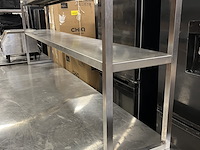 Rvs werktafel 220x70x89 cm met etagère 2-laags - afbeelding 4 van  5