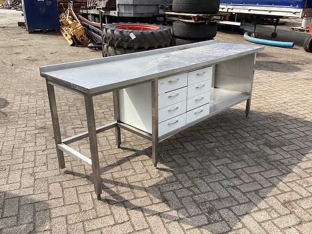 Rvs werktafel 2500x700x910mm - afbeelding 2 van  8