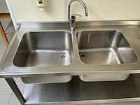 Rvs werktafel en rvs dubbele spoelbak – horeca-uitvoering - afbeelding 5 van  7