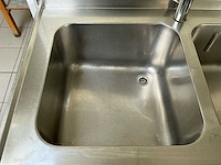 Rvs werktafel en rvs dubbele spoelbak – horeca-uitvoering - afbeelding 6 van  7