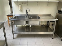 Rvs werktafel en rvs dubbele spoelbak – horeca-uitvoering - afbeelding 7 van  7