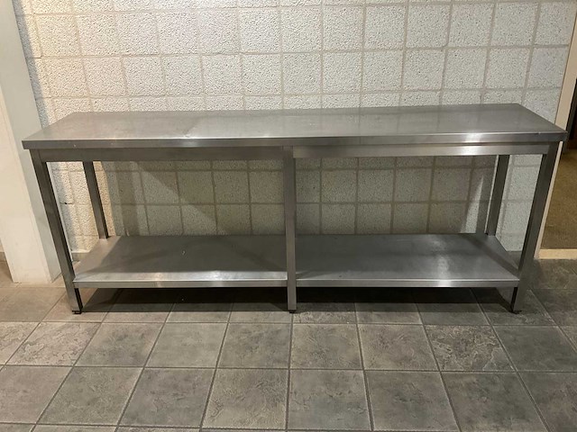 Rvs werktafel h.90 x b.220 x d. 50 cm - afbeelding 1 van  2