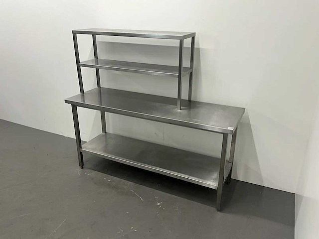 Rvs werktafel met etagère - afbeelding 1 van  6