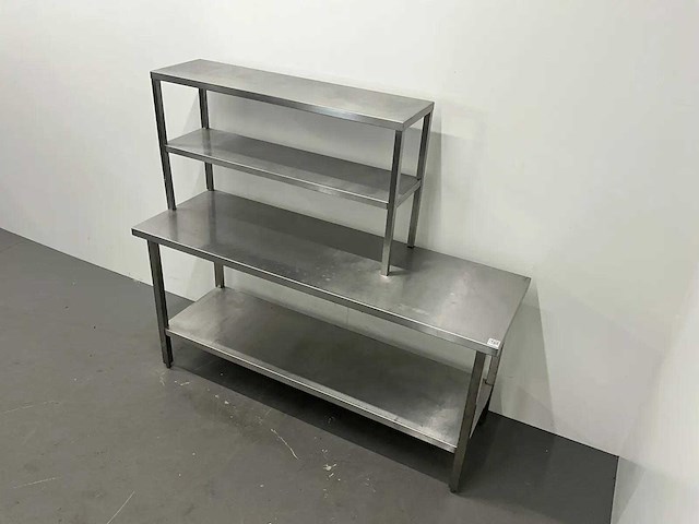 Rvs werktafel met etagère - afbeelding 2 van  6