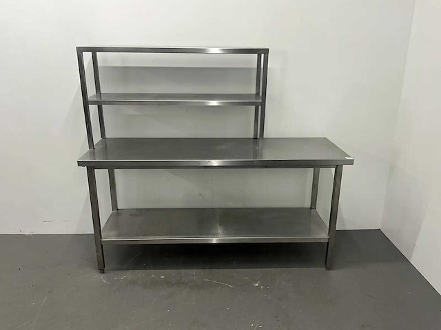 Rvs werktafel met etagère - afbeelding 3 van  6