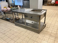 Rvs werktafel met ingebouwde au bain-marie - afbeelding 1 van  8