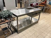 Rvs werktafel met ingebouwde au bain-marie - afbeelding 3 van  8