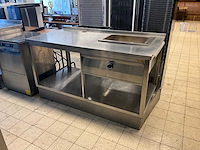 Rvs werktafel met ingebouwde au bain-marie - afbeelding 1 van  9