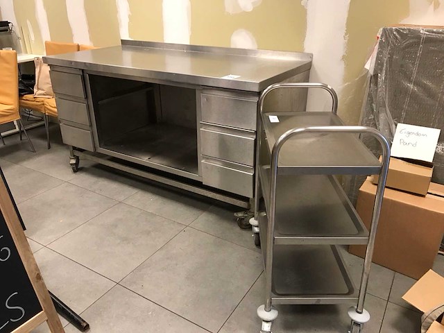 Rvs werktafel met lade - afbeelding 1 van  5