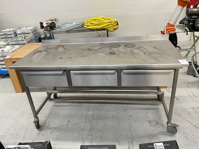 Rvs werktafel met lades op wielen - afbeelding 1 van  4
