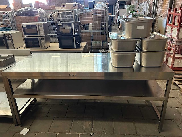 Rvs werktafel met onderblad - afbeelding 1 van  4