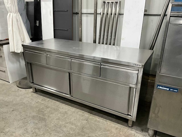 Rvs werktafel met onderkasten - afbeelding 1 van  3