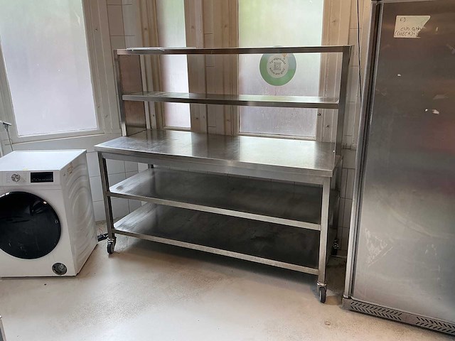 Rvs werktafel met opzetbrug - afbeelding 1 van  4