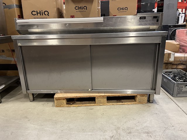 Rvs werktafel met schuifdeuren 180x67x90 cm - afbeelding 2 van  3