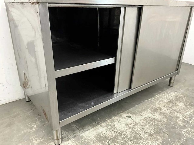 Rvs werktafel met schuifdeuren - afbeelding 4 van  6