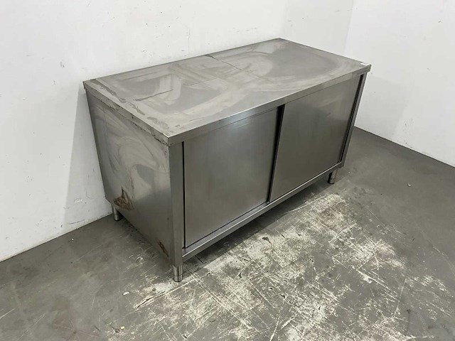 Rvs werktafel met schuifdeuren - afbeelding 2 van  3