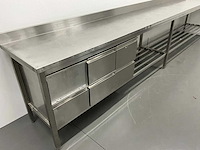 Rvs werktafel met spatrand en lades (450 cm) - afbeelding 2 van  4