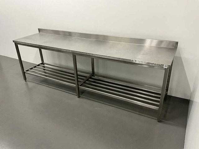 Rvs werktafel met spatrand - afbeelding 1 van  4