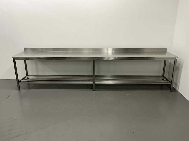 Rvs werktafel met spatrand - afbeelding 1 van  6
