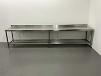 Rvs werktafel met spatrand - afbeelding 1 van  7