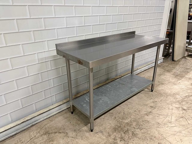 Rvs werktafel met stalen onderschap - afbeelding 3 van  4