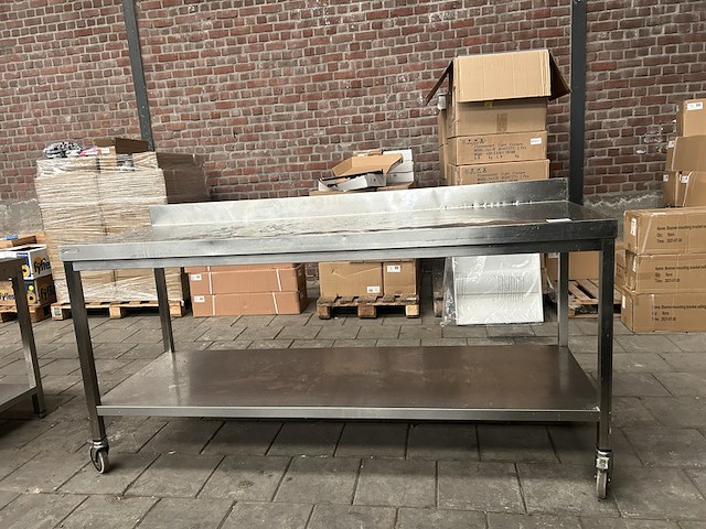 Rvs werktafel verrijdbaar 200x70x97 - afbeelding 1 van  6