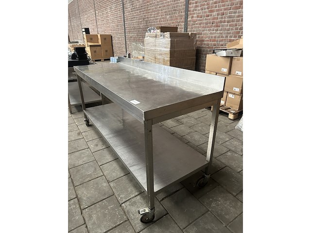 Rvs werktafel verrijdbaar 200x70x97 - afbeelding 2 van  6