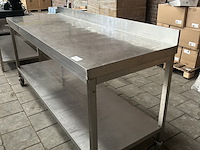 Rvs werktafel verrijdbaar 200x70x97 - afbeelding 2 van  6