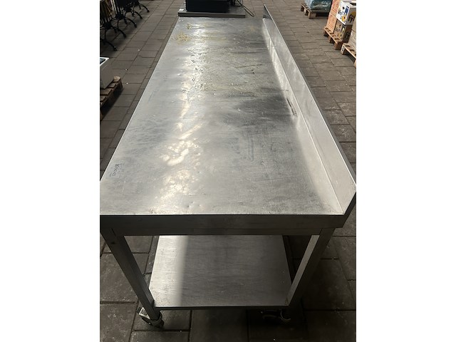 Rvs werktafel verrijdbaar 200x70x97 - afbeelding 3 van  6