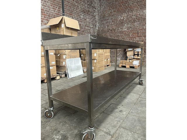 Rvs werktafel verrijdbaar 200x70x97 - afbeelding 4 van  6