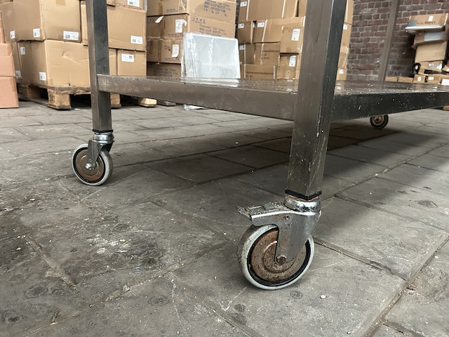 Rvs werktafel verrijdbaar 200x70x97 - afbeelding 5 van  6