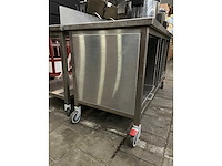 Rvs werktafel verrijdbaar met 2 lades - afbeelding 2 van  5