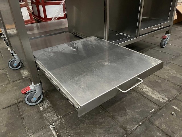 Rvs werktafel verrijdbaar met 2 lades - afbeelding 3 van  5