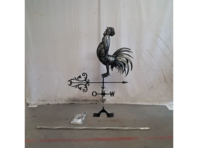 Rvs windwijzer tuinbeeld, haan - afbeelding 1 van  10