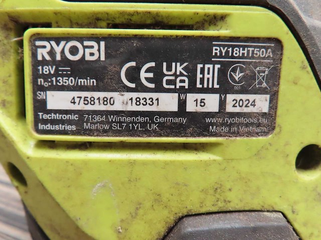 Ryobi - 2024 - ry18ht50a - accu heggeschaar - afbeelding 2 van  2