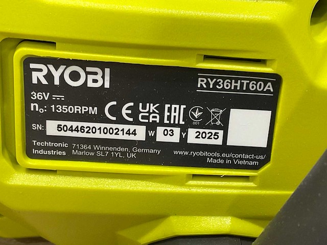 Ryobi ry36ht60a accu heggenschaar - afbeelding 6 van  7