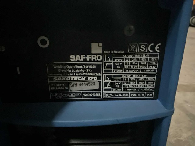 Saf-fro saxotech 170 tig lasmachine - afbeelding 6 van  6