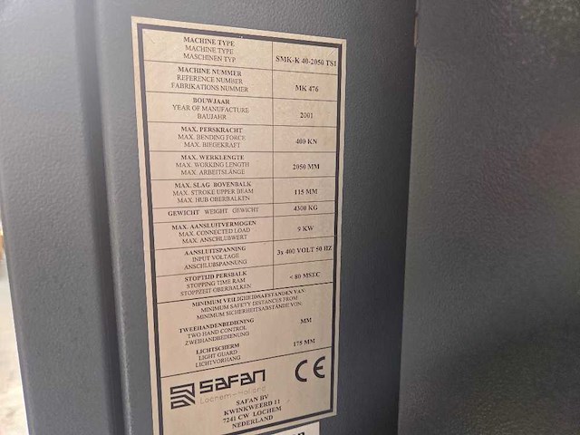 Safan - 2001 - smk k 40 2050 ts1 - cnc-kantbank - afbeelding 7 van  8