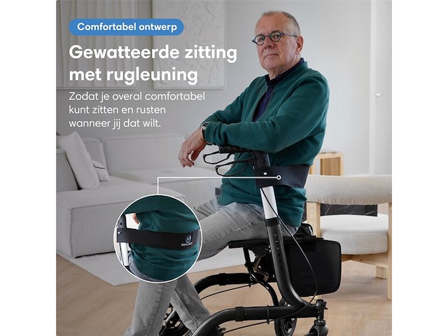 Safe age rollator lichtgewicht en opvouwbaar zitfunctie - afbeelding 2 van  7