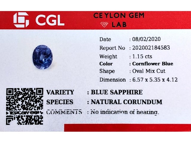 Saffier - 1.15 carat natuurlijke saffier (gecertificeerd) - afbeelding 3 van  5