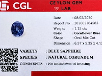 Saffier - 1.15 carat natuurlijke saffier (gecertificeerd) - afbeelding 3 van  5