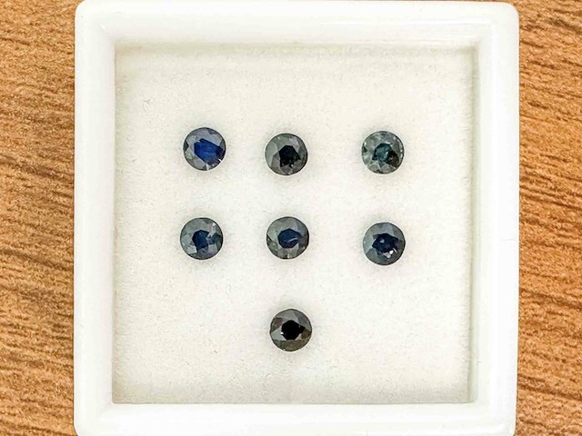 Saffier - 2.09 carat aan natuurlijke ronde saffieren - afbeelding 1 van  5
