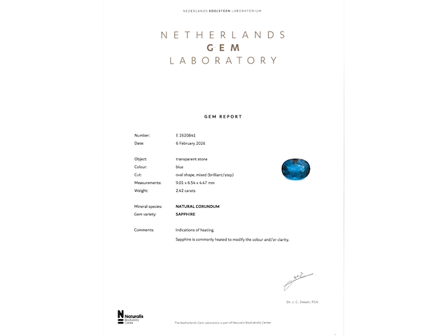 Saffier - 2.42 carat natuurlijke saffier met nel certificaat - afbeelding 4 van  5