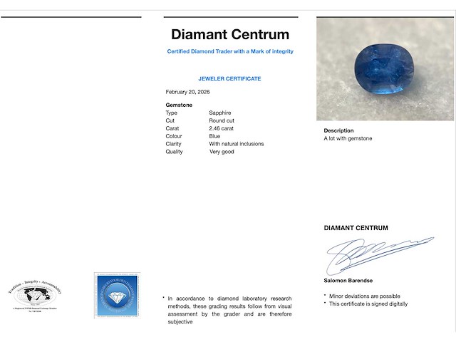 Saffier - 2.46 carat natuurlijke saffier - afbeelding 3 van  5