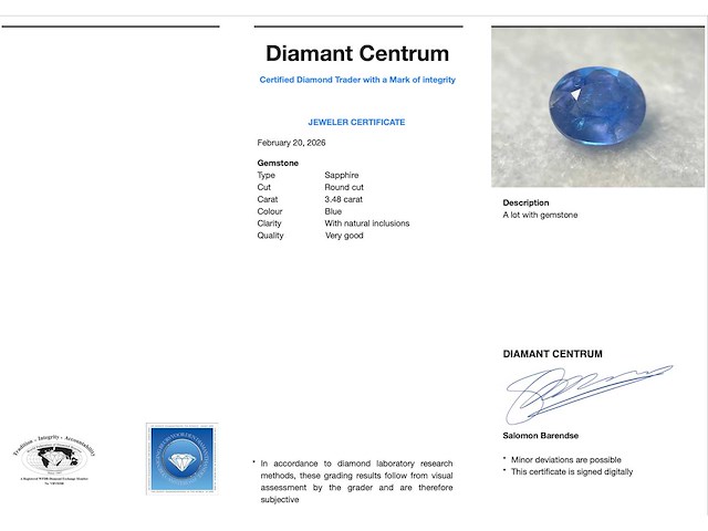 Saffier - 3.48 carat natuurlijke saffier - afbeelding 3 van  5