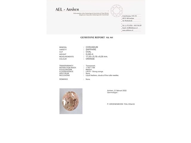 Saffier - 5.24 carat echte natuurlijke grote roze saffier - afbeelding 3 van  5