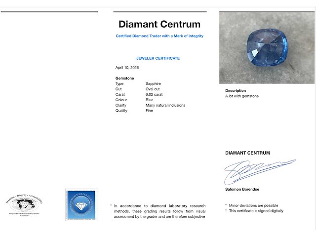 Saffier - 6.02 carat natuurlijke blauwe saffier - afbeelding 3 van  5