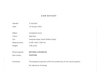 Saffier - natuurlijke saffier in gewilde marquise vorm met nel certificaat 3.38 carat - afbeelding 3 van  5